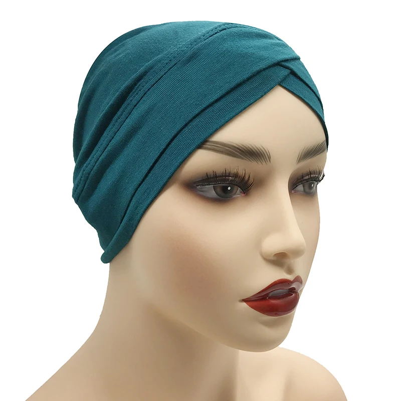

NEW 1PCS Fashion Islamic inner Cap Modal Lady Hat Women Criss cross tube hat Stretch Elastic Undesrcarf Muslim hijab 28 colors
