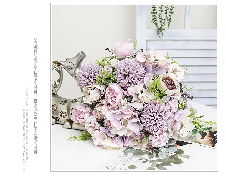 Европейский стиль роскошный искусственный цветок керамический набор ваза для