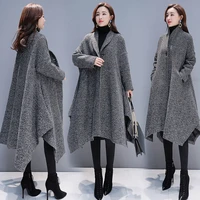woolen coat women middle long korean autumn winter new irregular