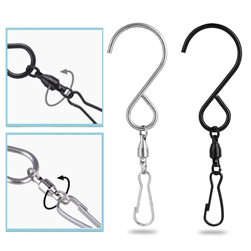 

Y1UE 10 Pack Swivel Hooks Clips for Hanging Wind Spinners Wind Chimes Crystal Twisters Party Supply Rotating Display S Hooks