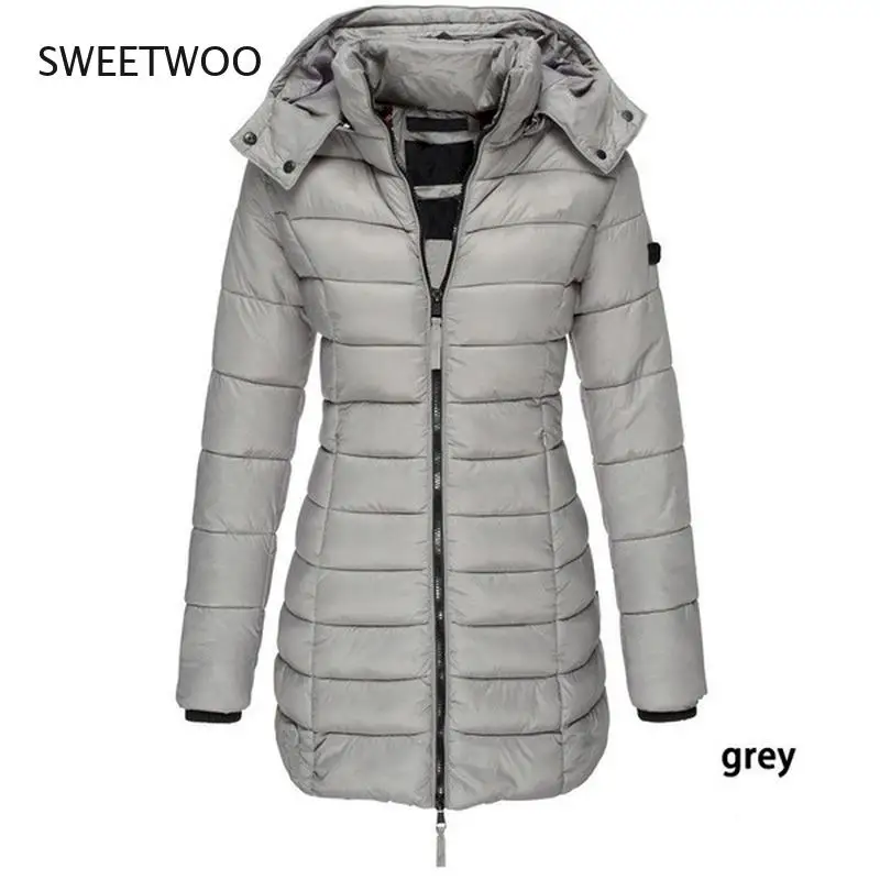 Korean Style Women's Long Parka Coats 2021 Fashion Women Autumn Winter Thicken Long Sleeve Hoody Long Sleeve Jackets