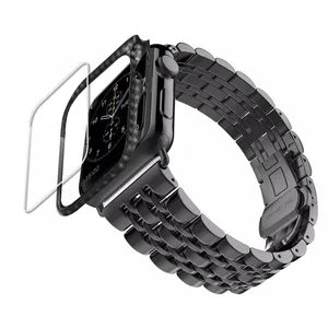 carbon fiber casestrap for apple watch band 44mm 40mm 42mm38mm iwatch stainless steel watchband apple watch band 5 4 3 se 6 free global shipping