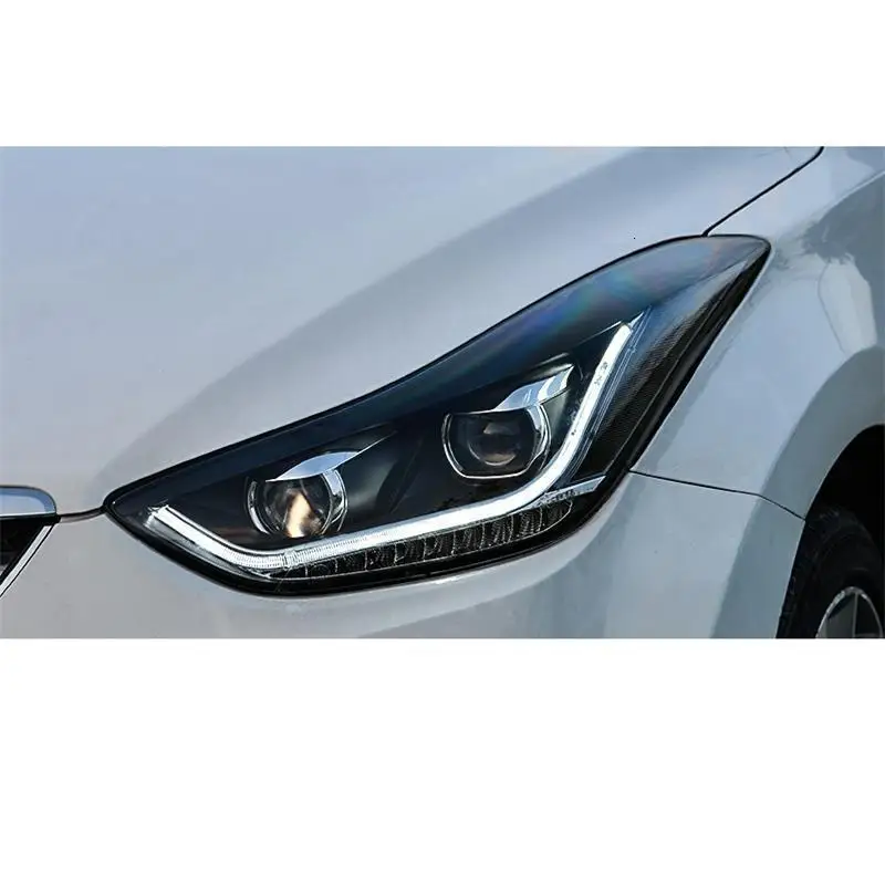 Боковой указатель поворота внешний стиль авто Drl светодиодные дневные ходовые части фары автомобильные фары в сборе для hyundai Elantra