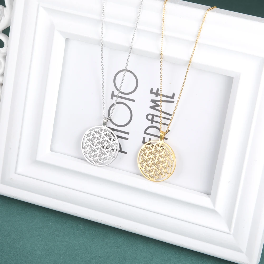 Чакра цветок жизни ожерелье из нержавеющей стали чокер Мандала для мужчин женщин