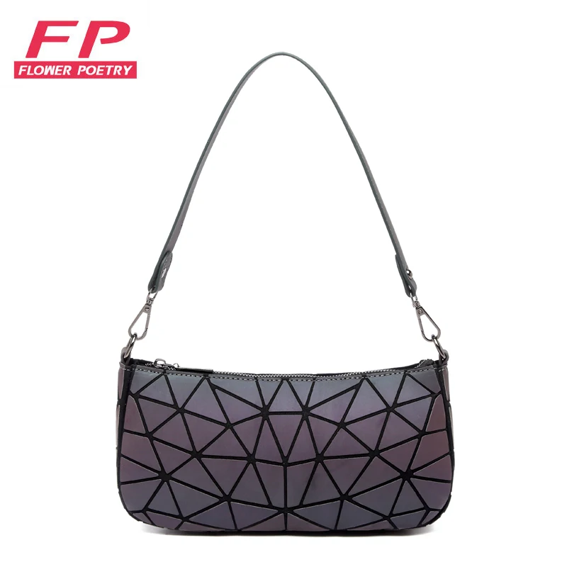 

2021 Baguette Bag Women Shoulder Bag Female Messenger Handbag Geometric Luminous Purses and Handbags High Quality Luxury Bolsos