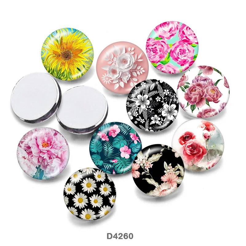 

Flower jeep 10pcs/lot 12mm/18mm/20mm/25mm/30mm Round photo glass cabochons flat back Making findings MC010