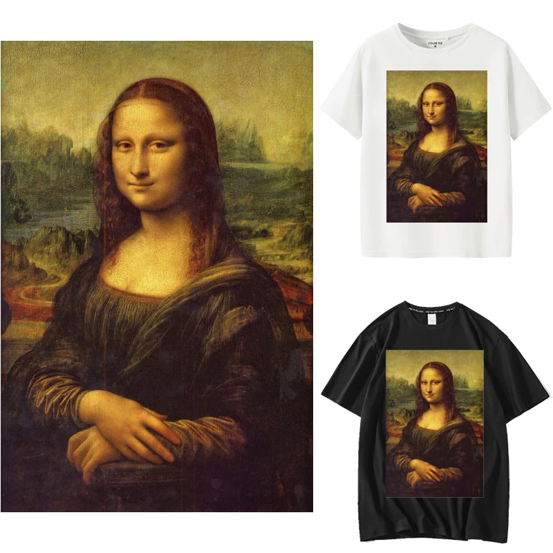 

Mona Lisa Art Woman Patches Thermal Stickers on Clothes Fabric Iron-on Transfers for Clothing Thermoadhesive Patch Diy Applique