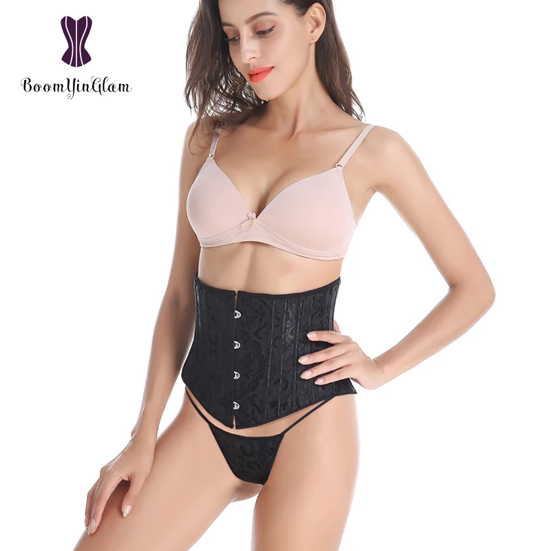 Корсет для похудения черный корсет с цветочным кружевом и 24 стальными костями 2830