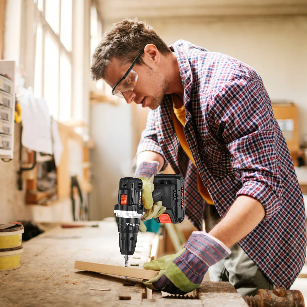 Бесщеточная аккумуляторная электрическая дрель LOMVUM 20 в светодиодная лампа