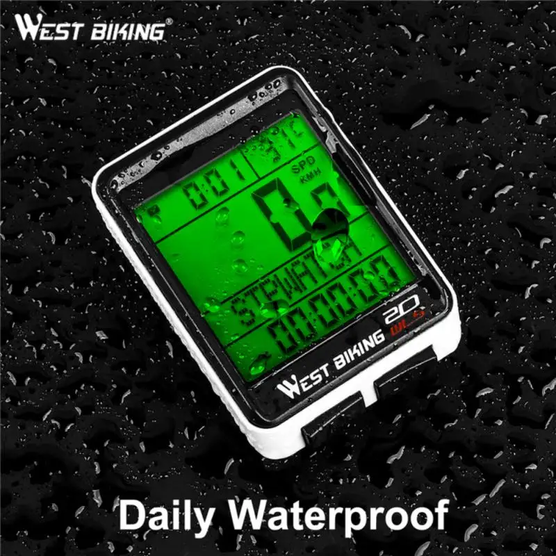 

Компьютер для велосипеда West Biking, водонепроницаемый беспроводной, со светодиодной подсветсветодиодный, многофункциональный, со спидометро...