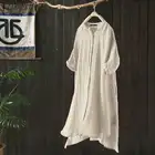 Туника Женская Асимметричная блузка 2021 ZANZEA винтажные летние топы на пуговицах длинные рубашки женская блузка