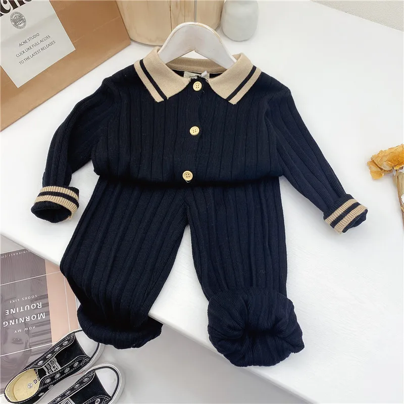 Baby girls outfit winter autumn casual Sweater Knitted top + pants suit children trousers knitted suit girls set kids clothes