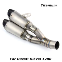 slip for ducati diavel 1200 titanium system motorcycle dual outlet exhaust muffler mid tail pipe set