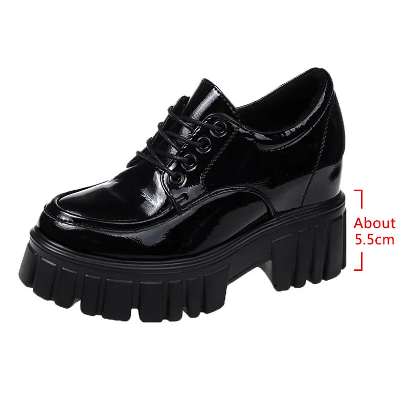 

platform Shoes for Women Square Heel Female Footwear PU Upper Waterproof Breathable Lace-up Fashion Shoes zapatos de mujer