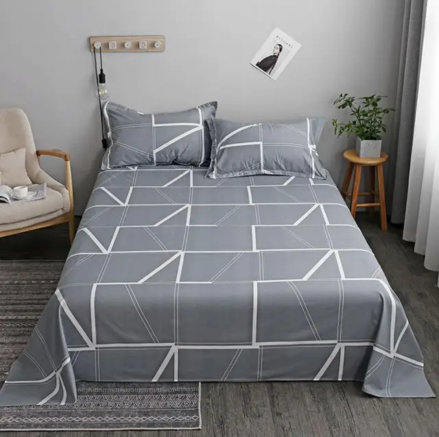 3pcs Bedding Bedsheet and Pillowcase Washed Cotton Flat Bed Sheets Soft Bed Linens Single/Twin/Full/Queen/King Size Bed Cover 4