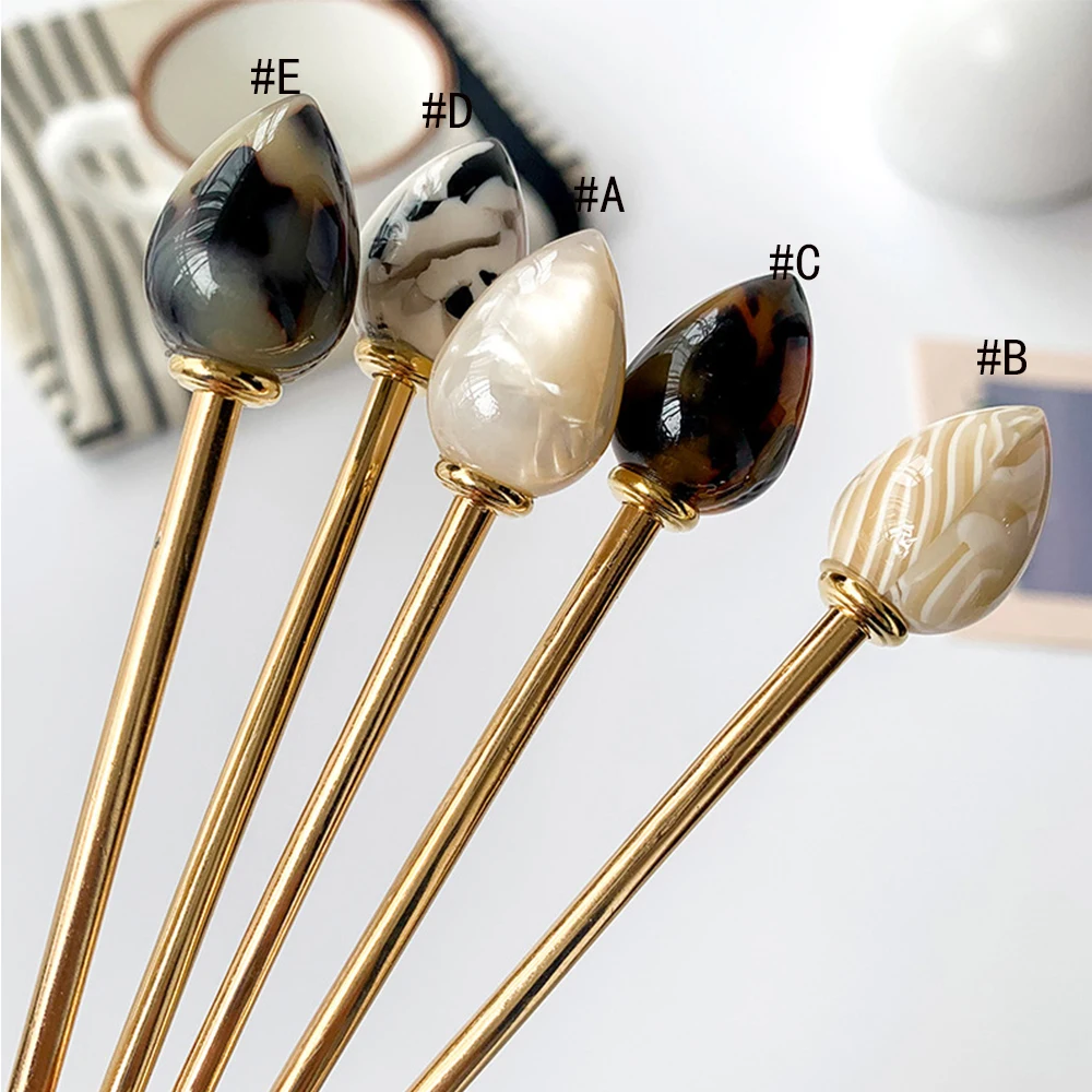 

1PC Korea Vintage Cow Printed Acetate Hair Sticks Hairpins Simple Fashion Women Hair Accessories Hair Clips