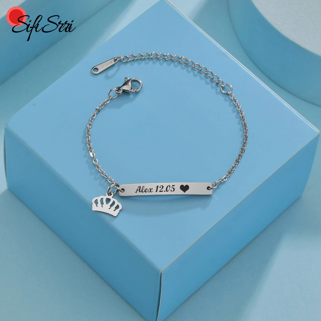 

Sifisrri Personalized Butterfly Engrave Baby Name Date Bracelets Stainless Steel Adjustable For Boys Girls Kids Jewelry Gift