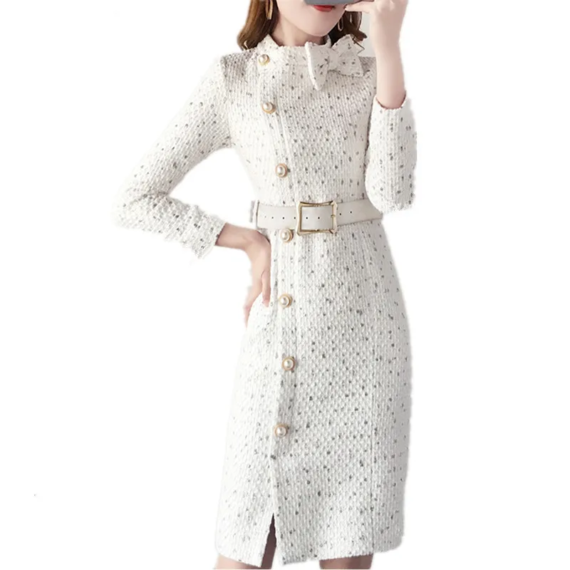 

Новое поступление 2019 зимнее подиумное твидовое платье с длинным рукавом осеннее шикарное женское элегантное тонкое винтажное повседневно...