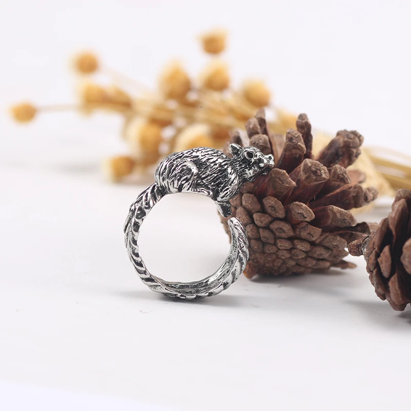 Punk Style Retro Alloy Squirrel Ring Animal Personality For Men And Women Couples Opening Adjustable Size Gift | Украшения и
