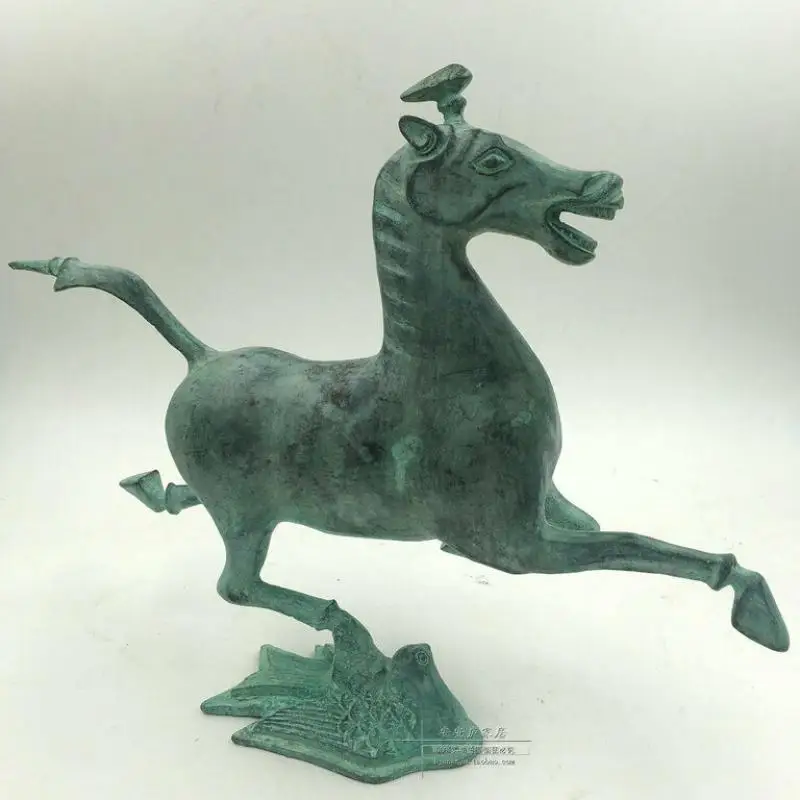 

Винтажная бронзовая китайская Конская скульптура для бега, 30 см