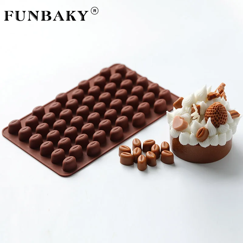 

FUNBAKY 3D Chocolate Molds Silicone Coffee Beans Molds for Cake Decoration Tools Candy Bar Moulds Baking Accessories