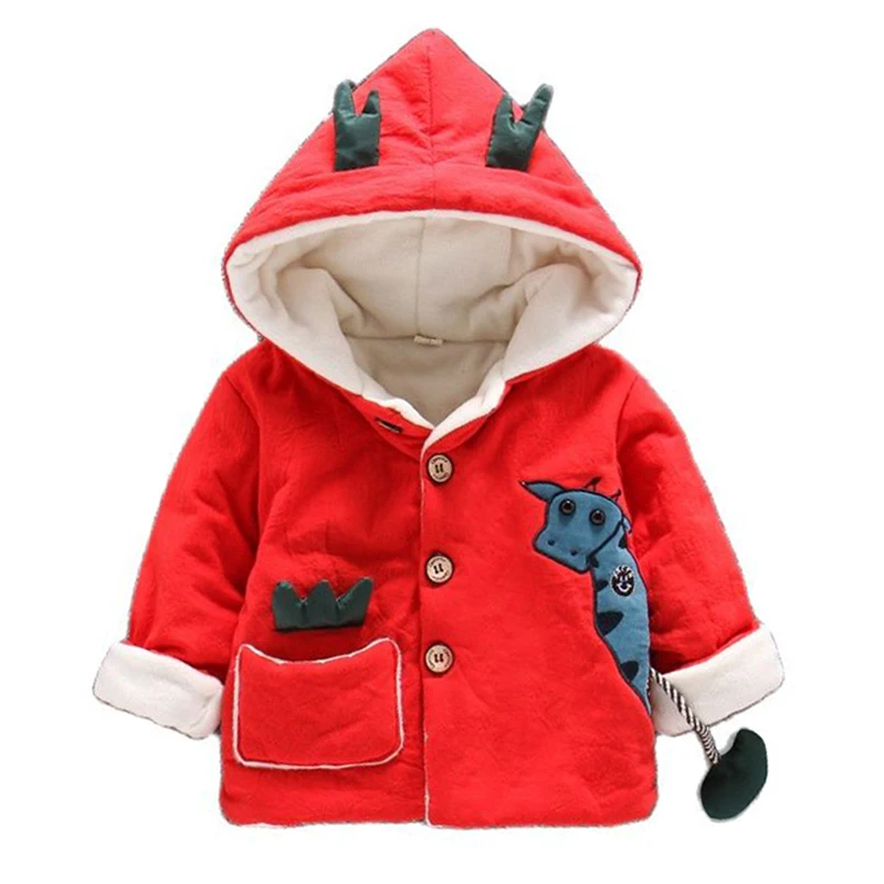 

Winter Baby Girls Coats For Boys Plush Cotton Thicken 2021 New Cute Warm Hooded Jacket 1-5Y Kids Clothes for Children Outerwear