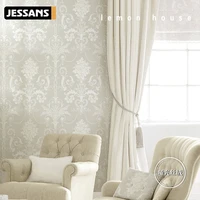 french luxury velvet velor warm light beige solid american continental minimalist living room bedroom curtains