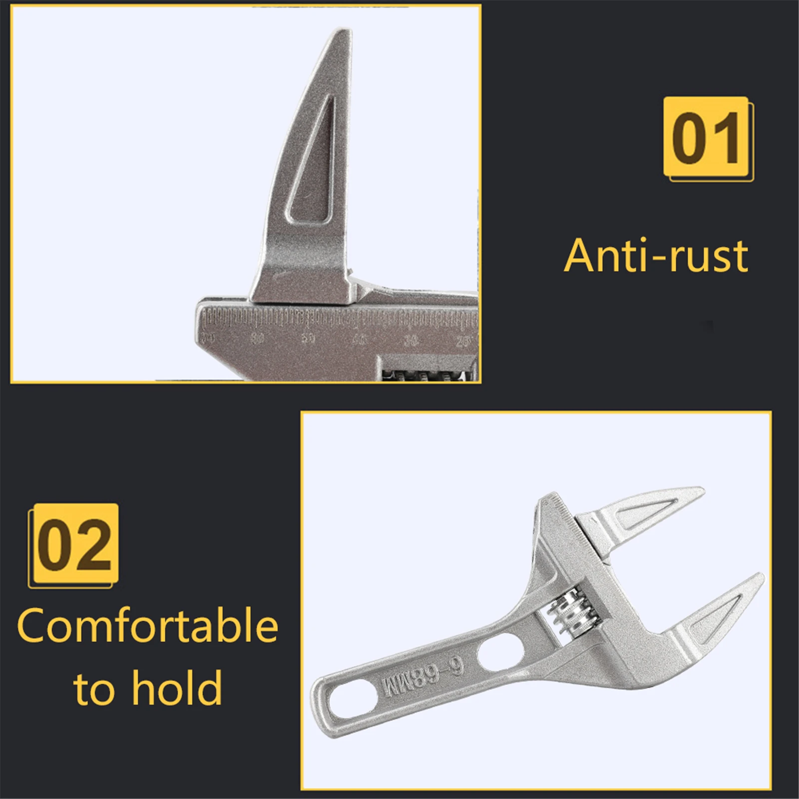 Большой регулируемый гаечный ключ 68 мм суперширокий универсальный