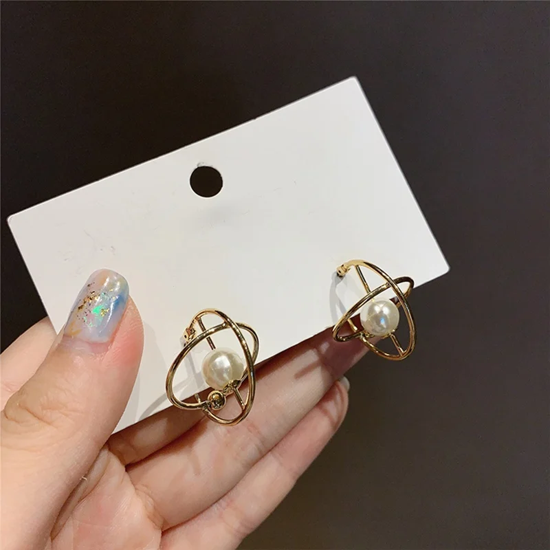 MWsonya New Design Metal Ball Hoop Earrings for Women Students Elegant Pearl Statement Geometric Brincos Party Jewelry | Украшения и