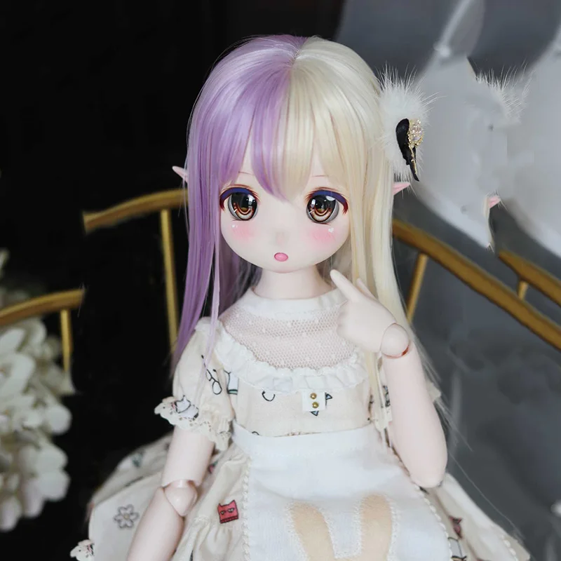 Парик Bybrana Bjd для кукол 1/3 1/4 1/6 1/8 с челкой двухцветные сшитые длинные прямые волосы