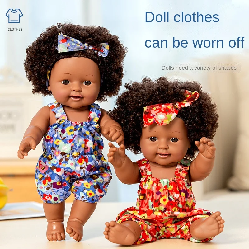 

Имитация Игрушки для маленьких девочек полностью мягкая силиконовая Детская кукла для ванной черная кожа маленькая поддельная Удобная игр...