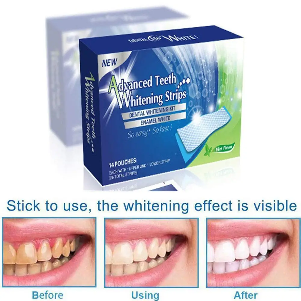 

28Pcs/14Pair Gel Teeth Whitening Strips Oral Hygiene Care Double Elastic Teeth Strips Whitening Dental Bleaching Tools