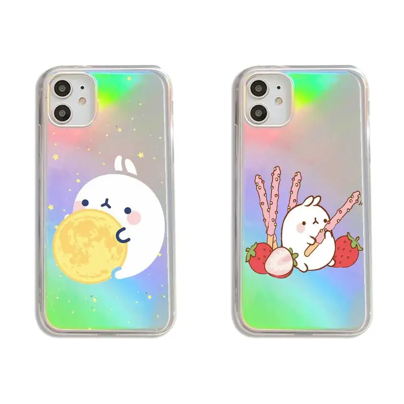 

Molang cute cartoon rabbit Phone Case Transparent for iPhone 7 8 11 12 se 2020 mini pro X XS XR MAX Plus