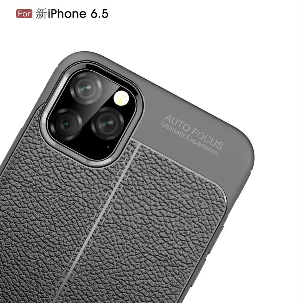 KEYSION Phone Case for iPhone 11 Pro Max Litchi leather texture TPU silicone Shockproof Black Cover 2019 | Мобильные телефоны и