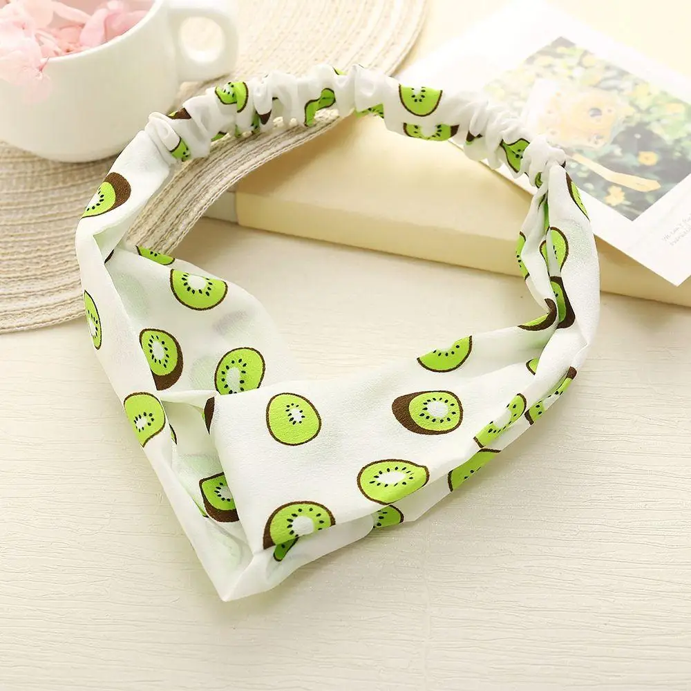 

Summer Fruit Print Baby Girls Hairbands Vintage Headbands For Girls Cross Knot Turban Bandage Bandanas Girls Hair Accessories