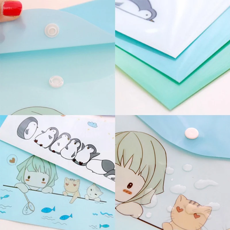 

1Pc Document Paper Organizer Case Office School Stationery Supplies Waterproof PVC Plastic Kawaii File Folder Bag