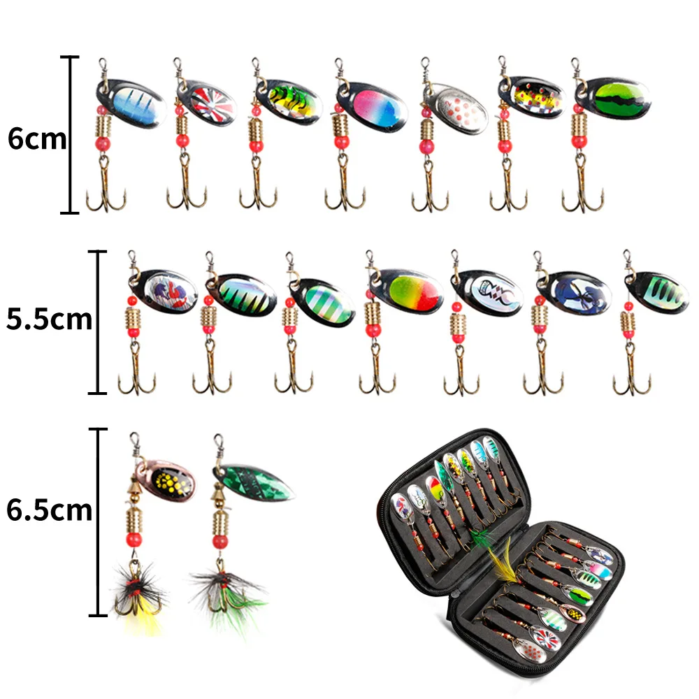 ONLIVING Fishing Lures For Bass 16pcs Spinner Lures With Portable Carry Bag Bass Lures Trout Lures Hard Metal Spinner Baits Kit