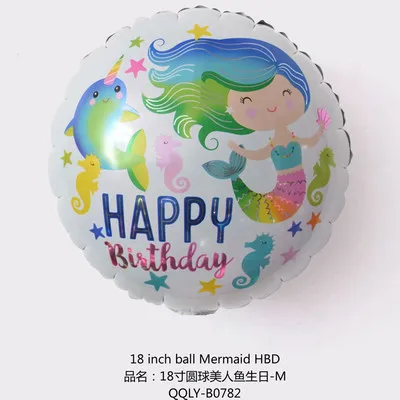 18 inch mermaid 1 шт. день рождения композиция шар КИТ ИГРУШКА рыбка Омар кокосовое дерево океан серии Русалка алюминиевый шар - Цвет: 18 inch mermaid