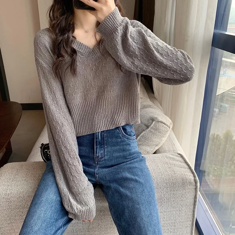 

Свитер женский осенний трикотажный, теплый, однотонный