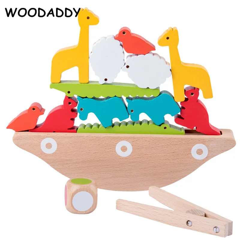

Детские игрушки, животные балансирующая лодка, деревянные игрушки для детей, строительные блоки, укладка по высоте, Детский образовательны...