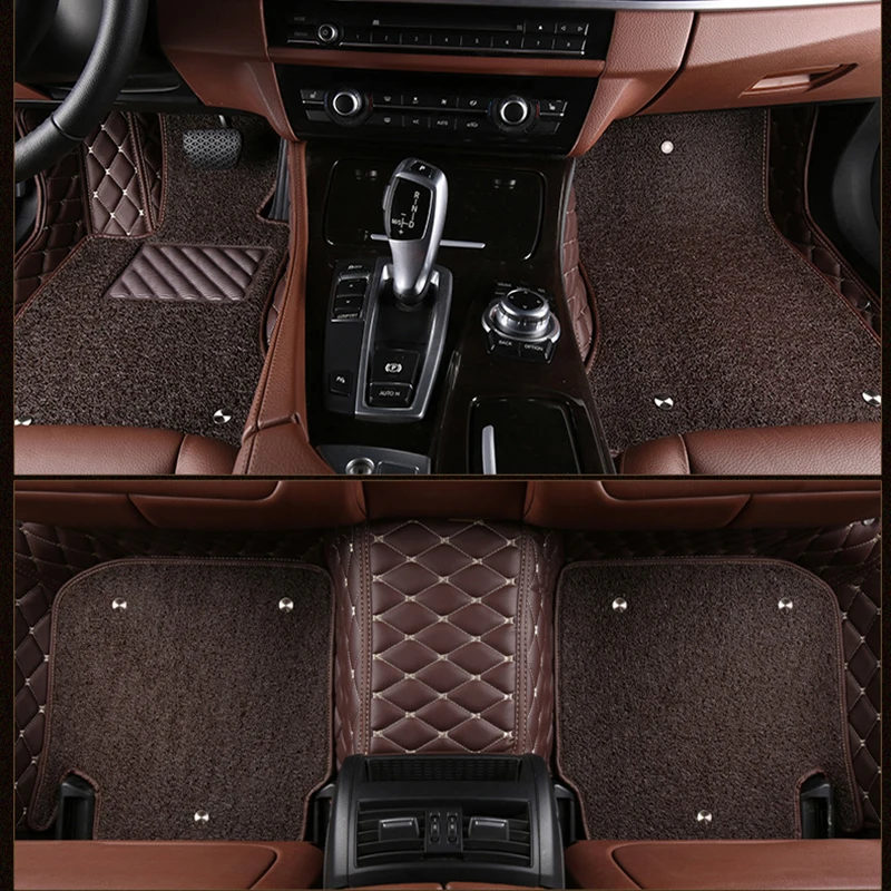 High Quality Double Car Floor Mats for MITSUBISHI ASX 308 Eclipse Roadster Cross Grandis Montero Sport Outlander Car Accessories