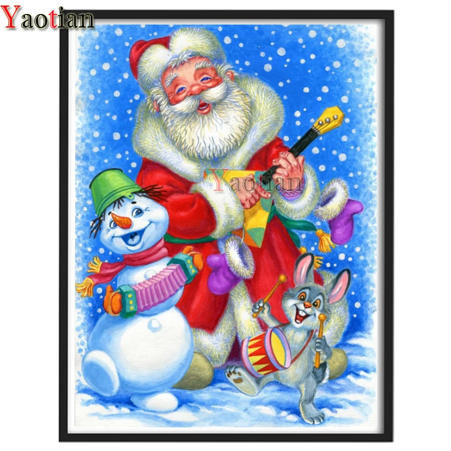 

Алмазная живопись, мультяшный Снеговик и Санта-Клаус, набор для алмазной вышивки, квадратная/круглая вышивка крестиком «сделай сам», мозаик...