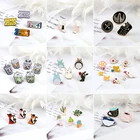 Броши с персонажами аниме 2-8 шт.компл., значки с различными героями мультфильмов, серия Сакура, тоторы, элегантные эмалированные значки с кошками и зелеными растениями, ювелирные изделия