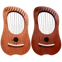 lyre harp 10 metal string harp mahogany portable small harp with durable steel strings wood string musical instrument