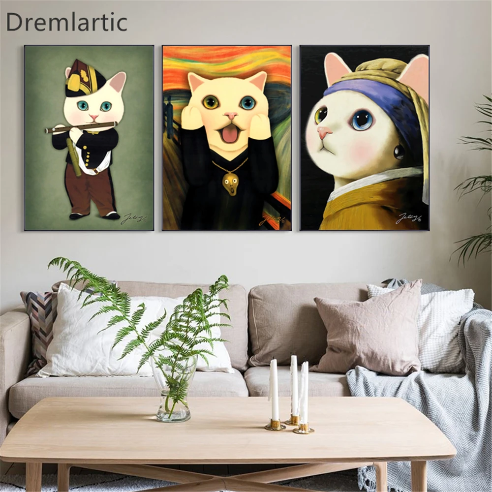 

Cartoon Cat Canvas Art Paintings For Living Room Bedroom Posters And Prints Wall Poster Home Decor YWQY-3
