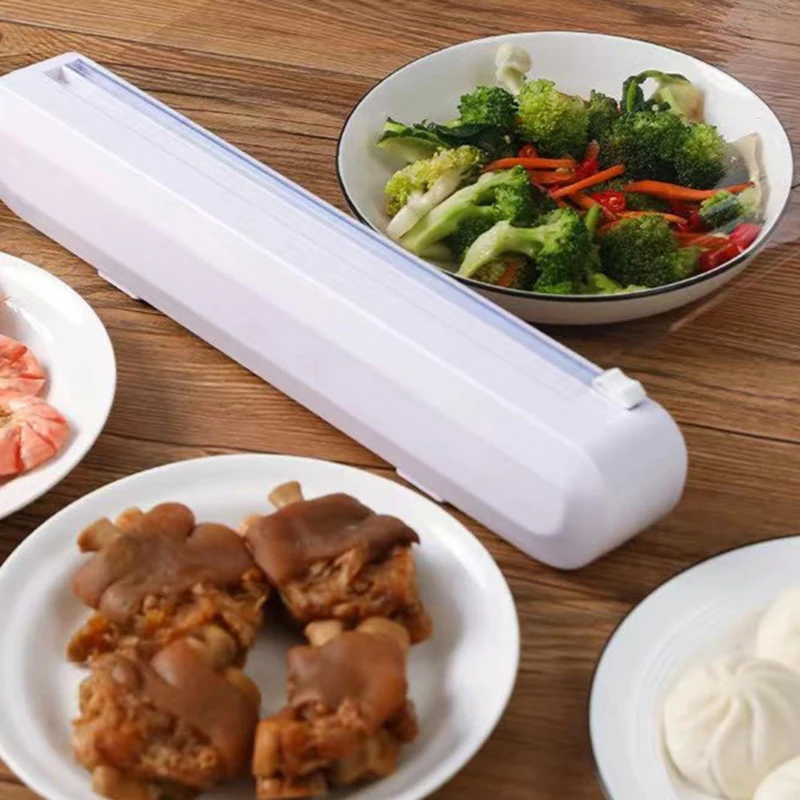 Punch-free Fixing Food Wrap Dispenser Cutter Foil Cling Film Plastic Sharp Storage Holder Kitchen Tool | Дом и сад