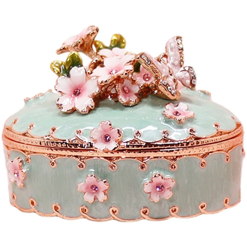 

Cy Butterfly Cherry Blossom Vintage Ring Jewelry Box Small Treasure Stone Box Valentine's Day Birthday Gift