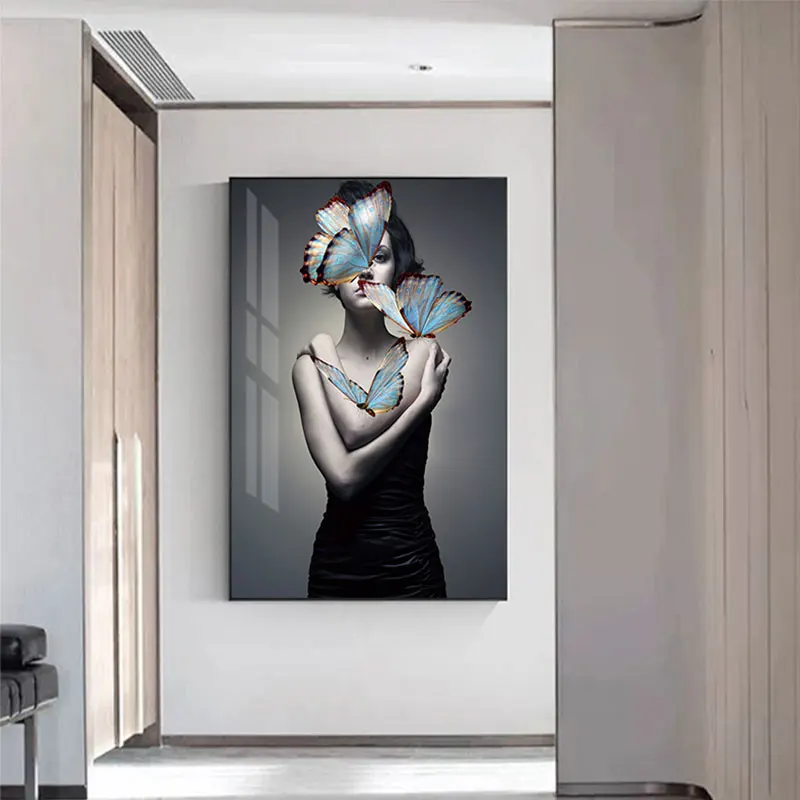 Абстрактная сексуальная обнаженная Бабочка девушка холст картина большая стена