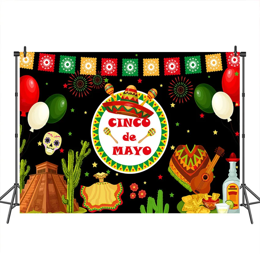 Neoback Cinco De Mayo фон для фотосъемки еда платье ап вечерние украшения SkullBanner фоны