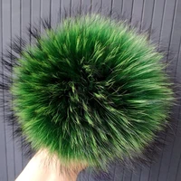 2pcslot raccoon pom pom large green fur pompom huge fur pompoms 15cm for hats beanies shoes pendants keychains accessories